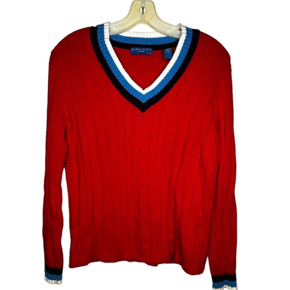 Karen Scott Sport Red‎ Cotton Sweater